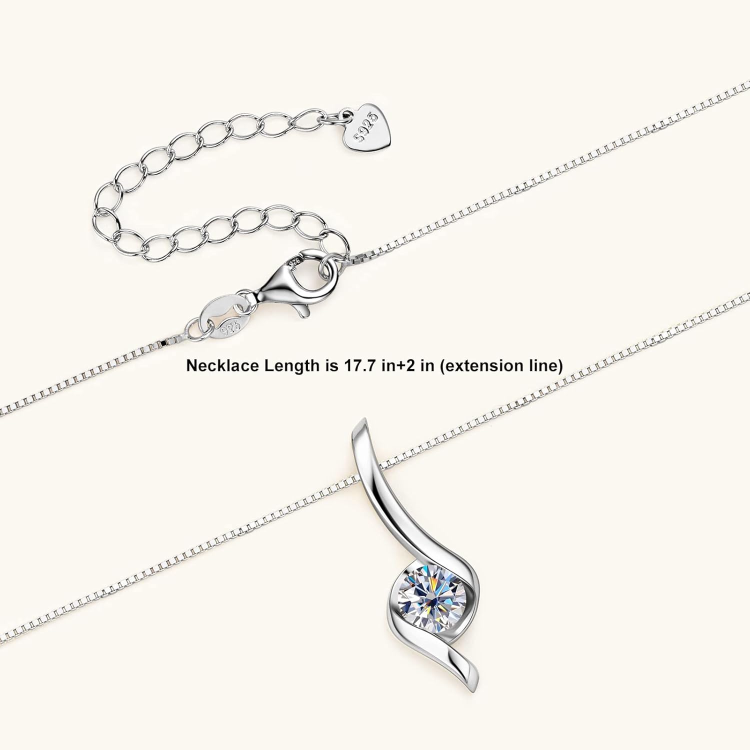 1CT Moissanite Pendant Necklace for Women D Color VVS1 925 Sterling Silver Infinity Chain Necklace Gift for Her Wife Mom Birthday - Image 4