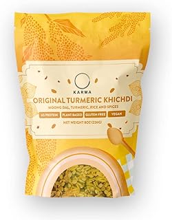 Karma Original Turmeric Moong Dal Khichdi - Organic Rice & Lentils Blend with Spices for Easy to Cook, Healthy Indian Comfort Food - 9g Protein - Plant Based - Gluten Free - Vegan - 8 oz, Serves 4