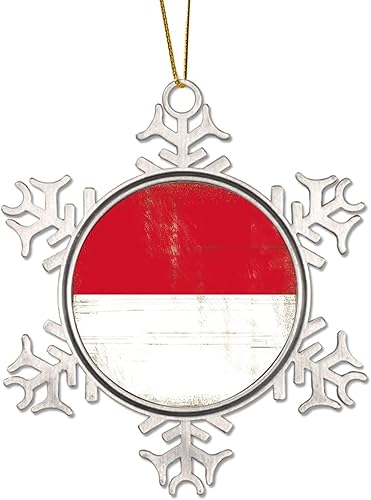 Miniatura 16 de Decoraciones de Navidad de peltre, bandera retro de Letonia, bandera nacional, copo de nieve de metal, adorno de Navidad para colgante de árbol de