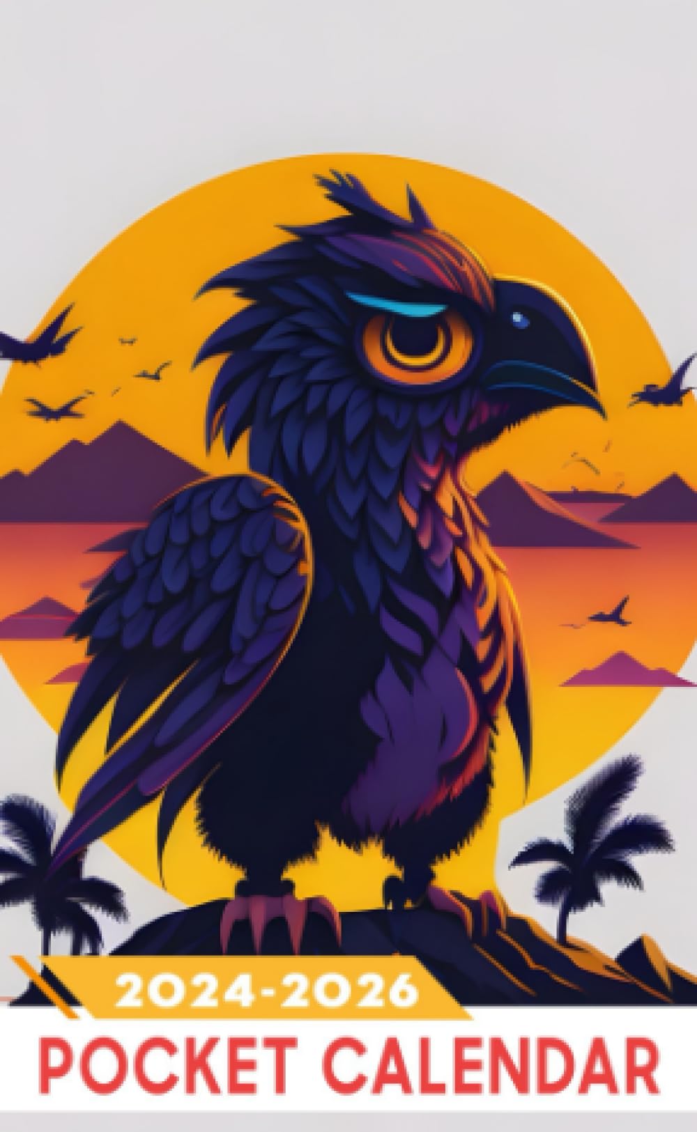 Pocket Calendar 2024 - 2026 With Moon Phase: Three-Year Monthly Planner for Purse , 36 Months from January 2024 to December 2026 | Monkey silhouette | ... quirky | Bright and bold | Retro aesthetic