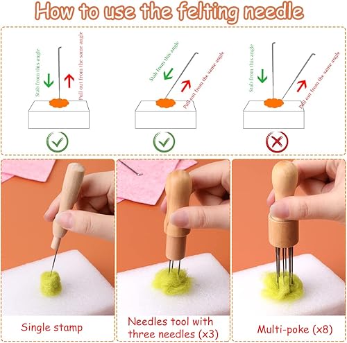 Miniatura 10 de Mayboos 74 agujas de fieltro de lana, herramientas de fieltro, herramientas de fieltro, herramientas de fieltro, herramienta de fieltro con 3