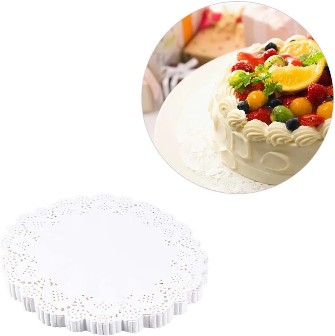 Paper Lace Doilies 140Pcs 7.5 Inch Round Paper Lace Placemats Doilies Fine Workmanship for Dessert Display Table Decoration Craft Accessories