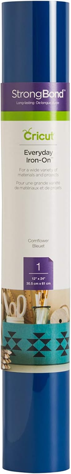 Cricut Everyday Iron On - Cornflower, 2ft Roll 12"x24" - HTV Heat Transfer Vinyl for Shirts, Apparel, Hats & More - Compatible with Maker & Explore Machines