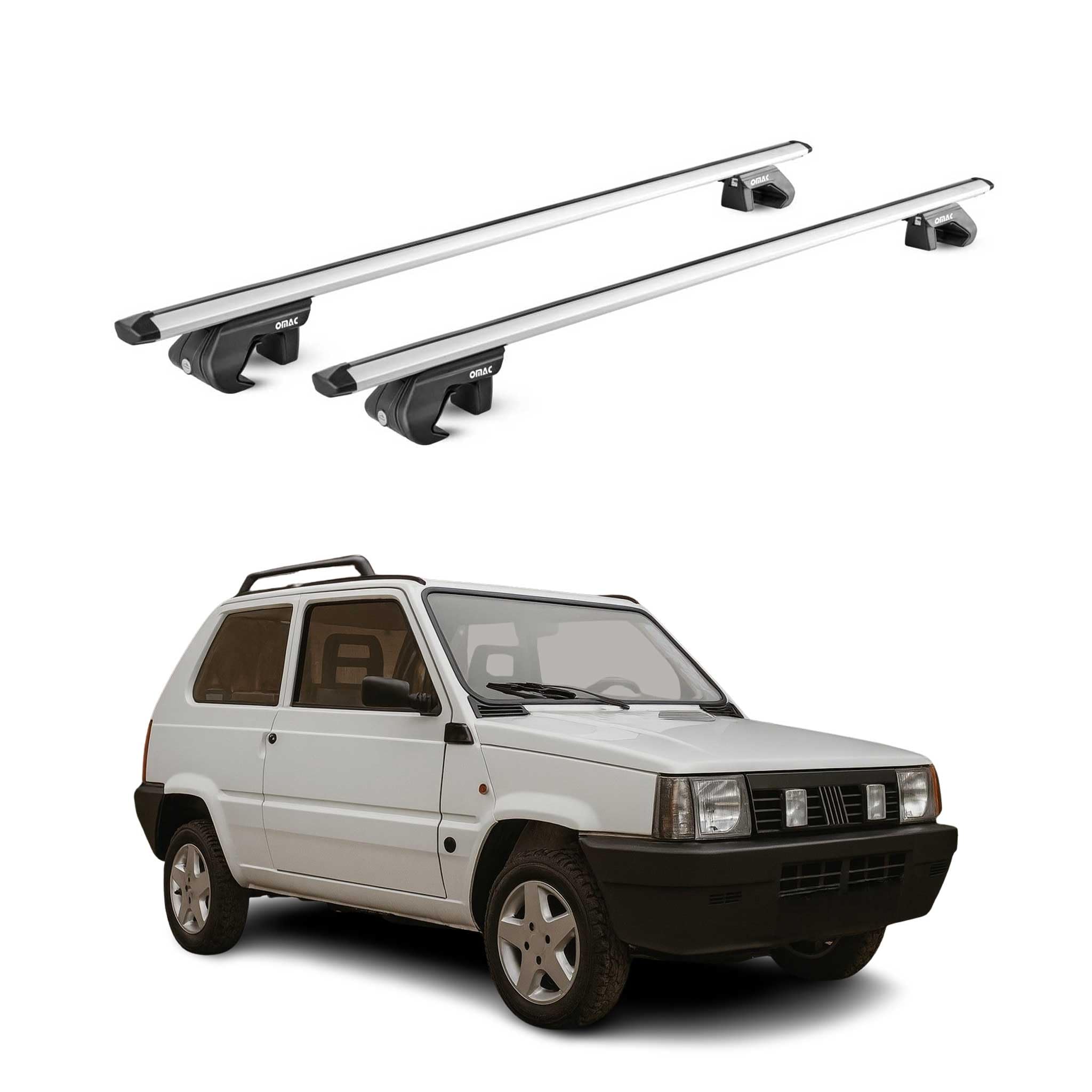 OMAC Barres de Toit Aluminium certifiées TÜV pour Dacia Sandero Stepway 2010-2026 – pour Rails de Toit Standards – Rainure en T – Charge Max 90 kg – 2 antivols Argent