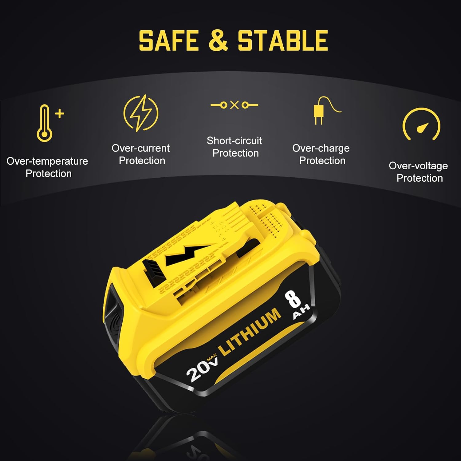 4Packs 8000mAh DCB206 Replacement for Dewalt 20v Battery 8.0Ah Lithium Compatible with Dewalt 20v Max Battery Compatible with 20v DCB206 DCB201 DCB203 DCB207 DCB204 Power Tools(4Pack)