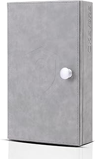 CKEYURE Premium XL Graue PU Leder Faraday Box für Autoschlüssel Wandmontage mit Magnetverschluss | Anti-Diebstahl-Signalblocker | Faraday-Käfig | RFID-Box & Signalblockierbox für Autoschlüssel