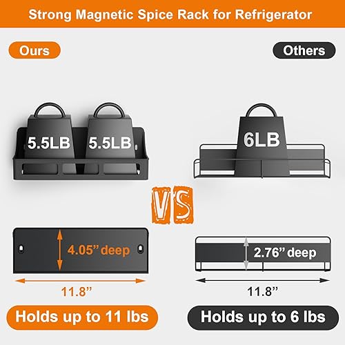 Miniatura 2 de Estante magnético para especias para refrigerador, paquete de 6 estantes magnéticos, organizador magnético fuerte para refrigerador, organizador de