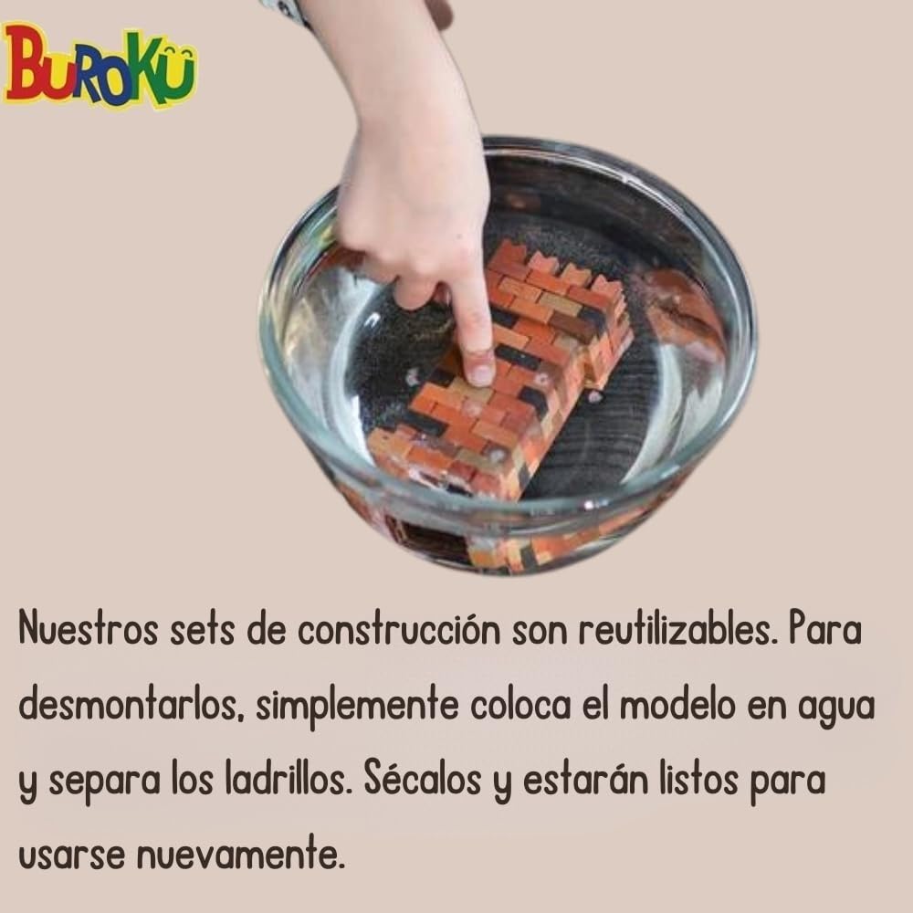 Buroku - Kit Construcción Medieval 390 Piezas | Molino de Agua Realista | Ladrillos de Piedra | Fomenta Aprendizaje STEM y Habilidades Motoras | Para Niños y Adultos | Incluye Pegamento