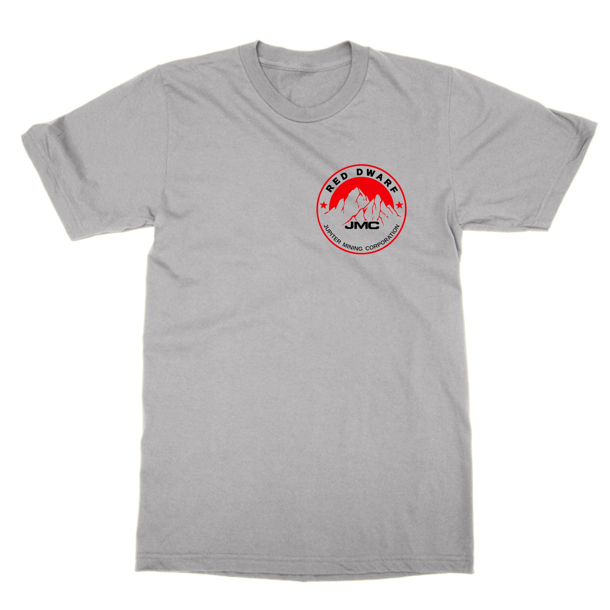 Cliquewear Men's Grey Red Dwarf Jupiter Mining Corporation Logo Pocket T-Shirt (, Xxl)