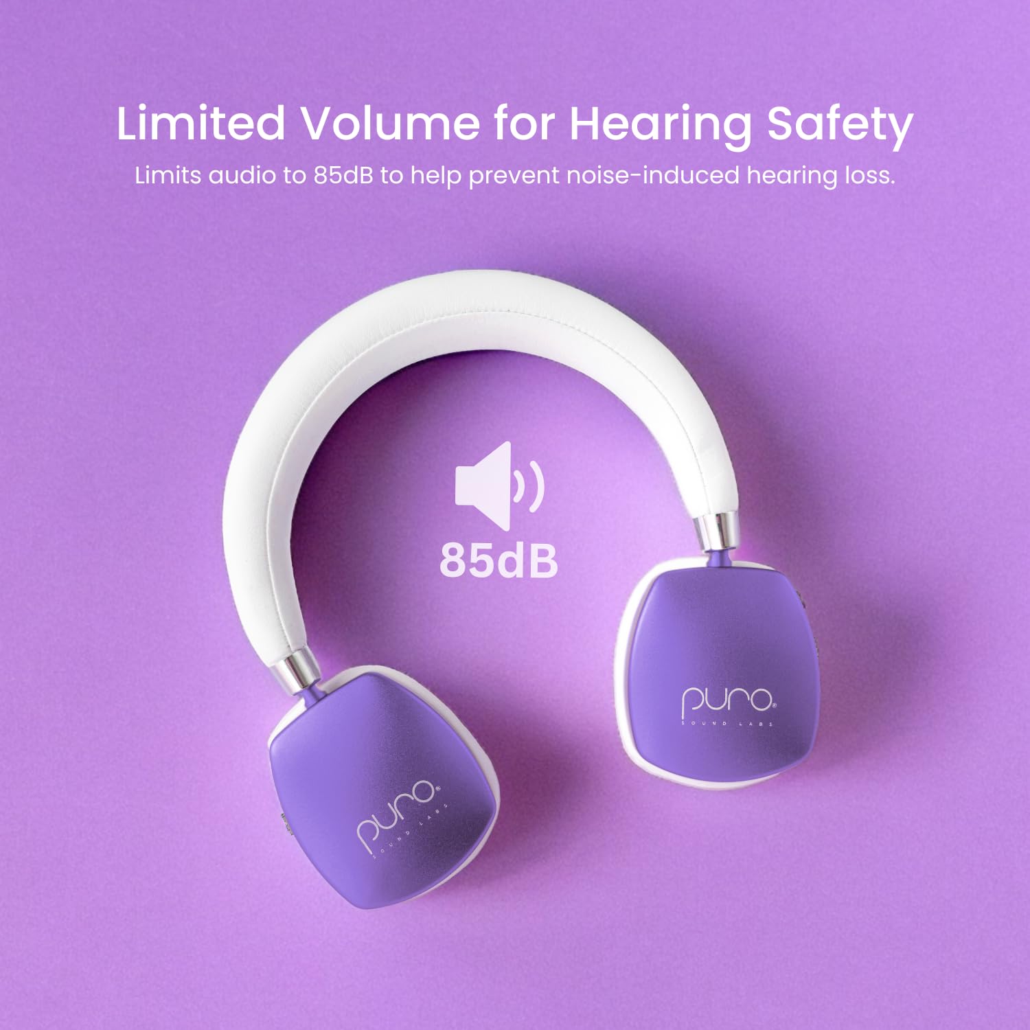 Puro Sound Labs PuroQuiet Plus Volume Limited On-Ear Active Noise Cancelling Bluetooth Headphones for Kids with Built-in Microphone-Safer Sound Studio-Grade Quality (Purple) - Image 2