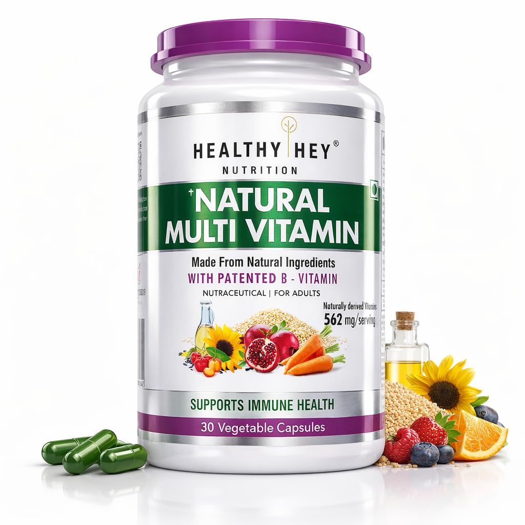 HealthyHey Nutrition 100% Natural Multivitamin from Natural Ingredients & Patented Vitamin B - For Men & Women - 30 Veg. Capsules-image-47