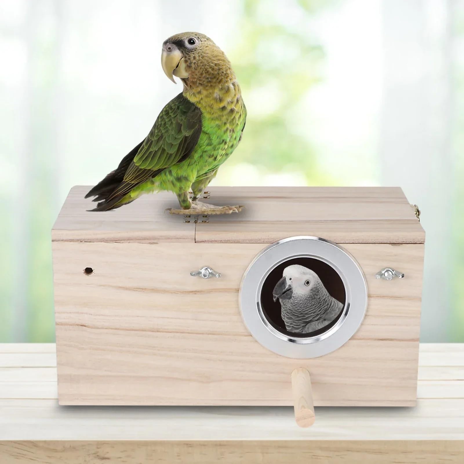 Casita pajaros Exterior Caja Nido de Pájaro de Madera, Cajas duraderas for cría de pájaros Cockatiel, decoración de casa de jardín al Aire Libre
