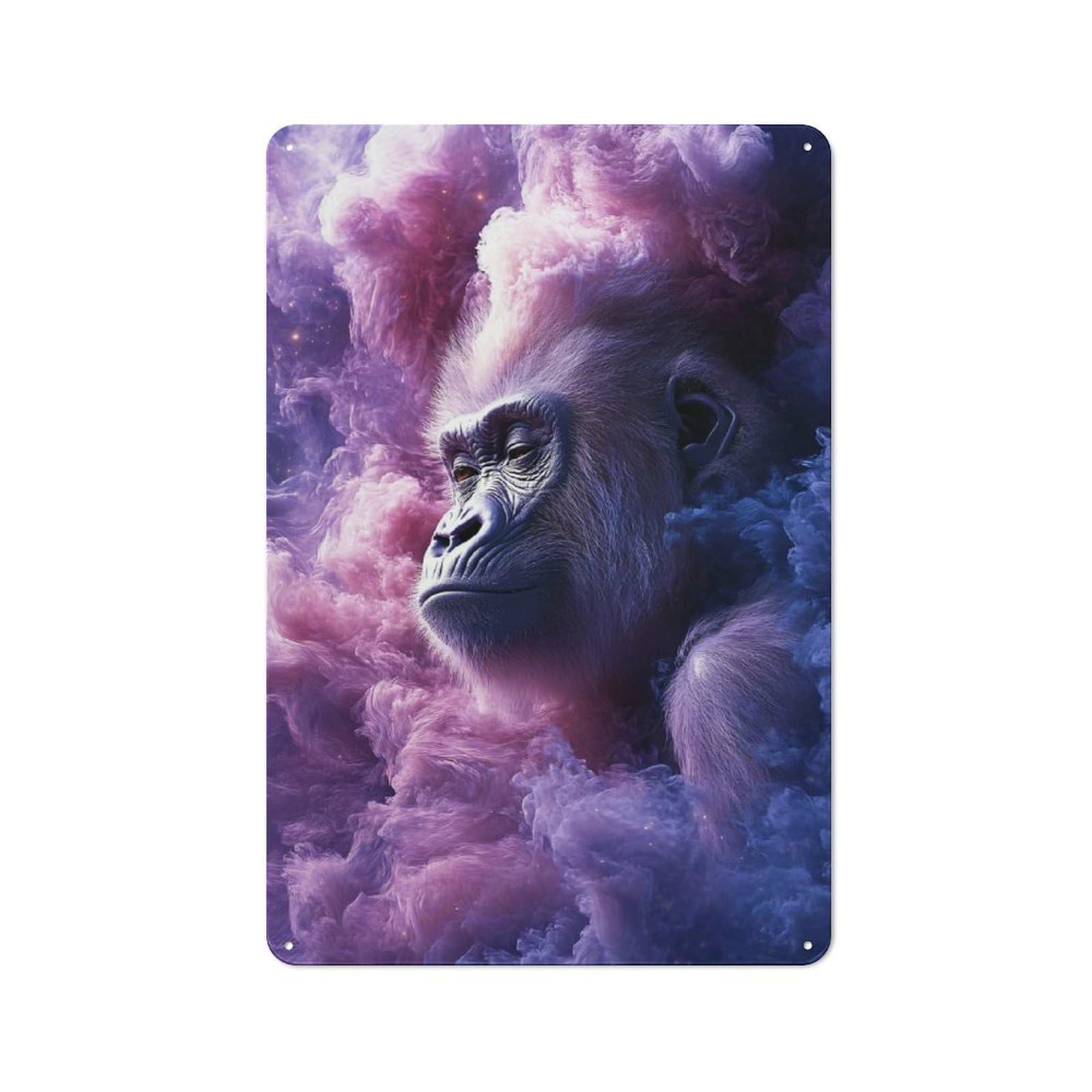 Junmoney Style-7 Gorilla In Nebula Printed Metal Sign 30X20cm For Pub Or Café, For Everyday Room Decor With A Retro Look