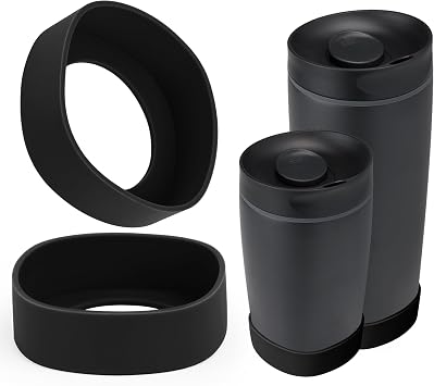 2 PCS Silicone Boot Compatible with Owala SmoothSip Slider 12oz 20oz, Anti-Slip Low-Profile Protective Sleeve for Coffee Tumbler, Scratch-Resistant Base Cover, BPA-Free Black