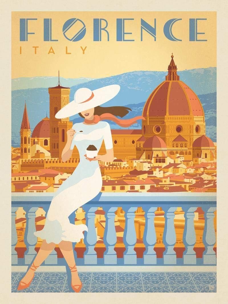 ELITEPRINT FLORENCE LADY VINTAGE ITALY ITALIAN TRAVEL TOURISM POSTER REPRINT A3 CLASSIC ON 250GSM PRINT MATERIAL