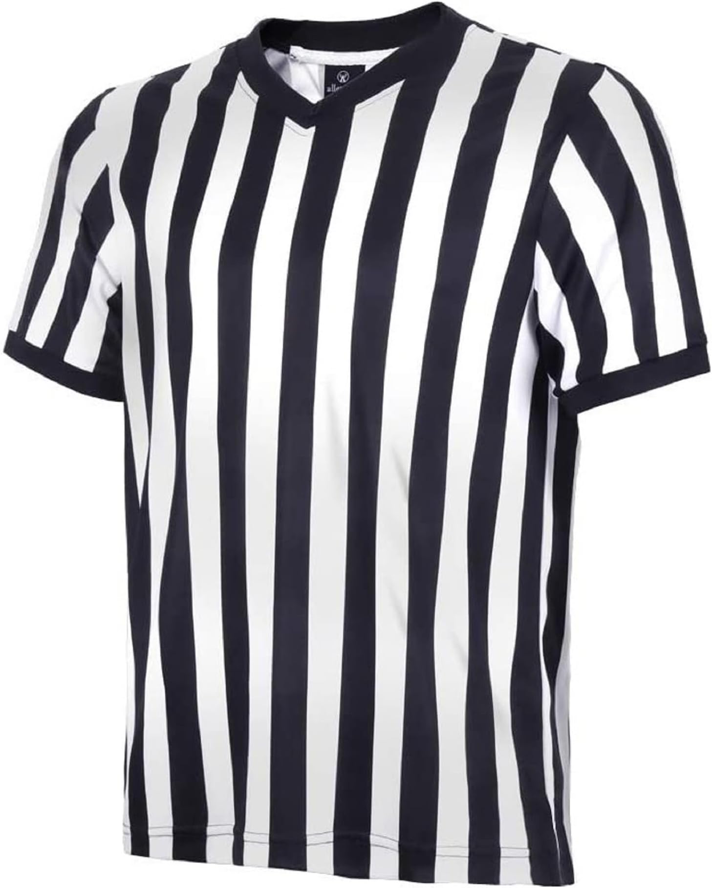 Men Referee Shirt, Official Black Stripe Ref Umpire Jersey, Pro-Style V-Neck Uniform, Basketball, Football