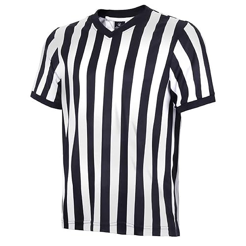 allentian Men Referee Shirt, Official Black Stripe Ref Umpire Jersey, Pro-Style V-Neck Uniform, Basketball, Football - X-Large
