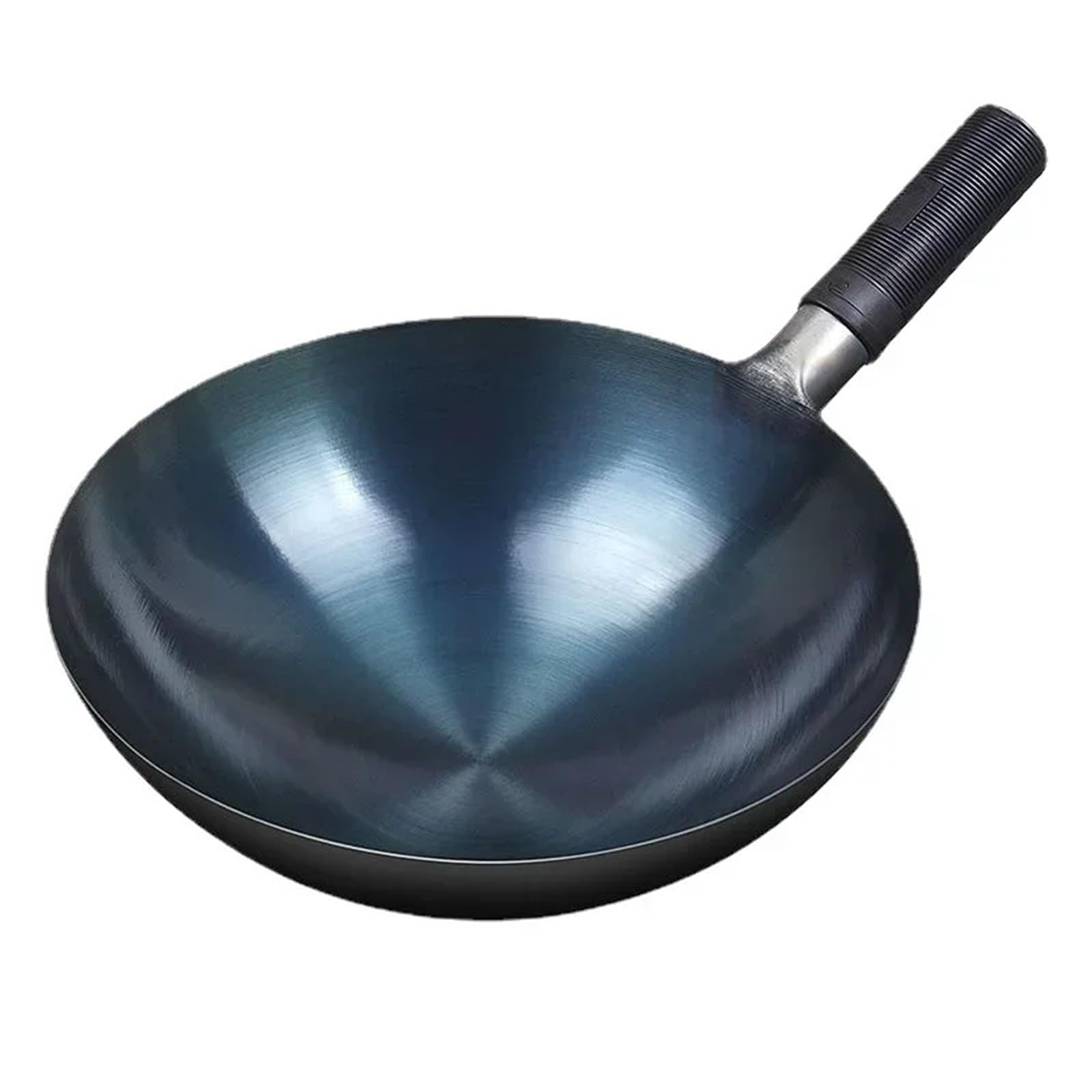 ASerZenith Wok Pan 32/34Cm Iron Wok Uncoated Nonstick Pot Lightweight Classic Chef Outdoor Kitchen Cookware,Black-34Cm
