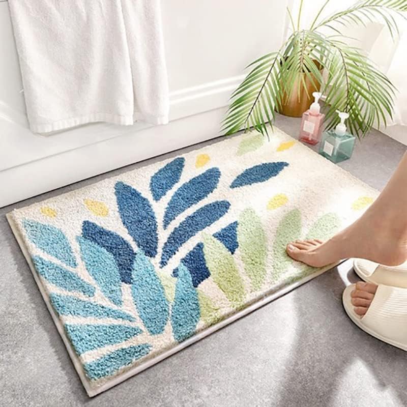 Miniatura 4 de Alfombra de baño de hojas verdes azules, alfombra de baño de hojas, bonita alfombra de baño de plantas, tapetes de baño de microfibra lavable para