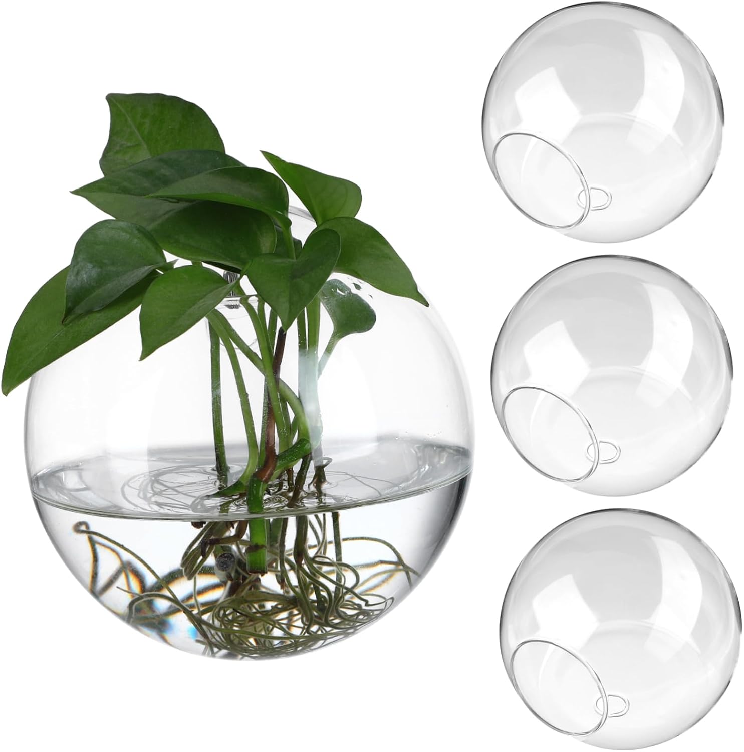 4pcs Wall Hanging Glass Planters Terrarium Vases for Indoor Plants Space-Saving Design High Transparency Home and Office Decor