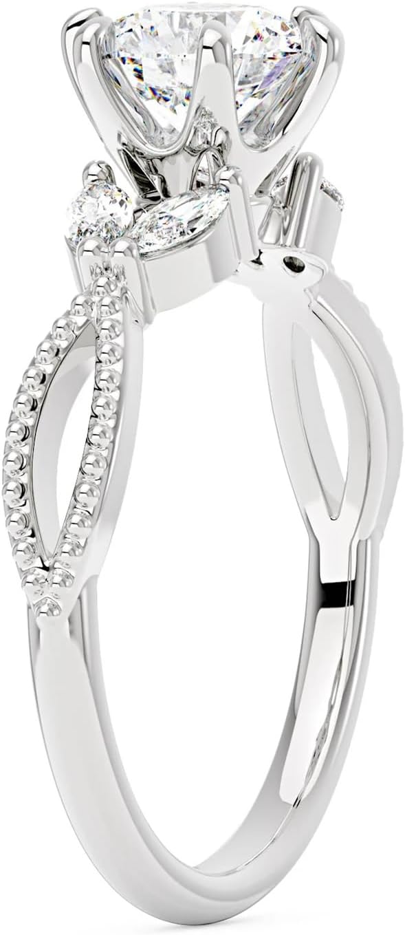 EPI Moissanite Engagement Rings for Women,Promise Rings 925 Sterling Silver with White Gold Plated,with 4-Prong Prong Setting D Color VVS1 Wedding Band Lab Created Diamond Ring 1/1.5/2/3/4CT - Image 5