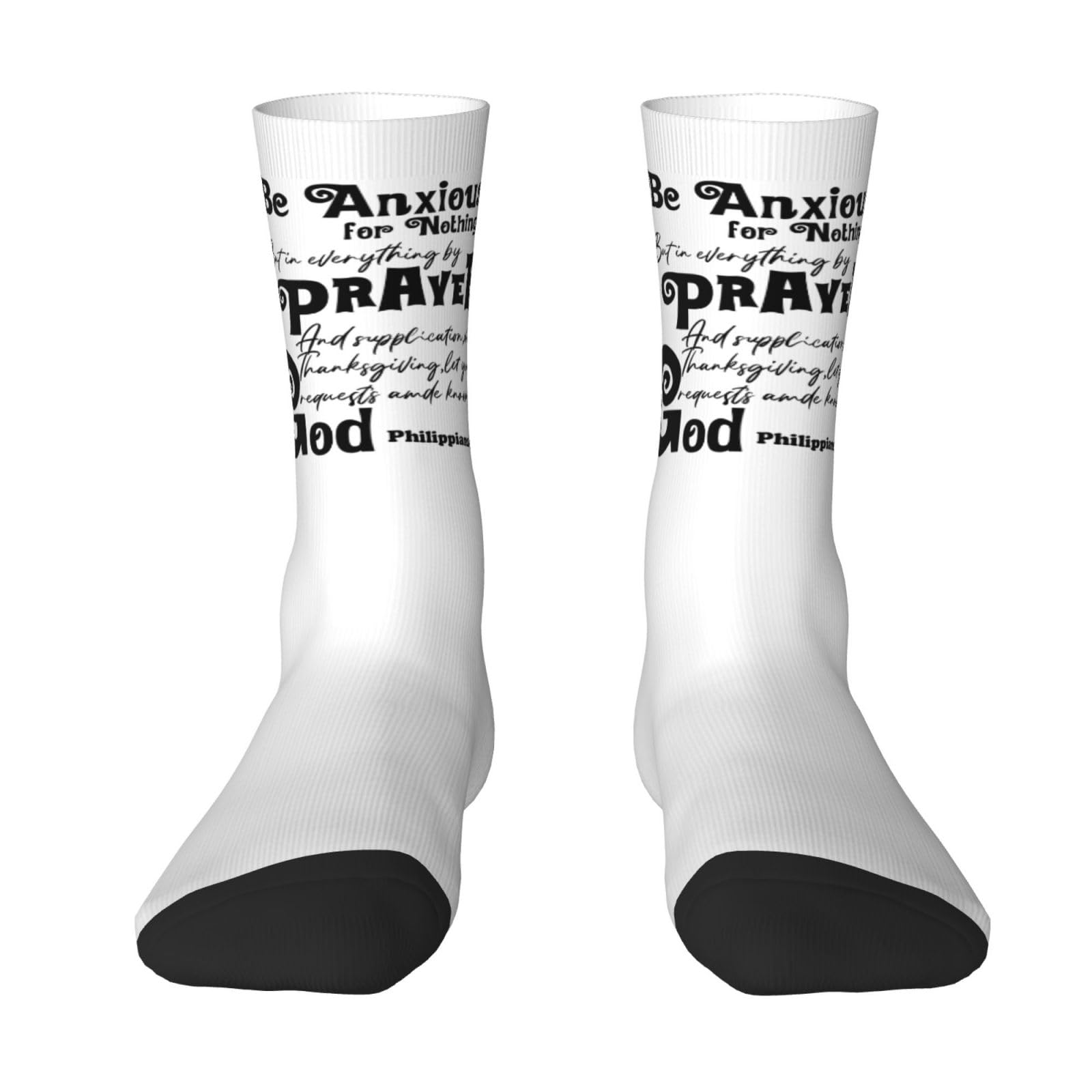 Haebfsl Be Anxious For Nothing Women'S Cushion Crew Sock Soft Casual Mid-Calf Socks