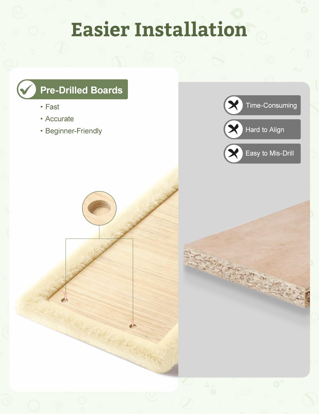5-in-1 Katzen kletterwand Set mit Katzenbaum Hängematte,Katzen Wandelemente,Katzentreppe Wand, Massivholz Katzenwandmöbel Set für Katze Catwalk - Beige