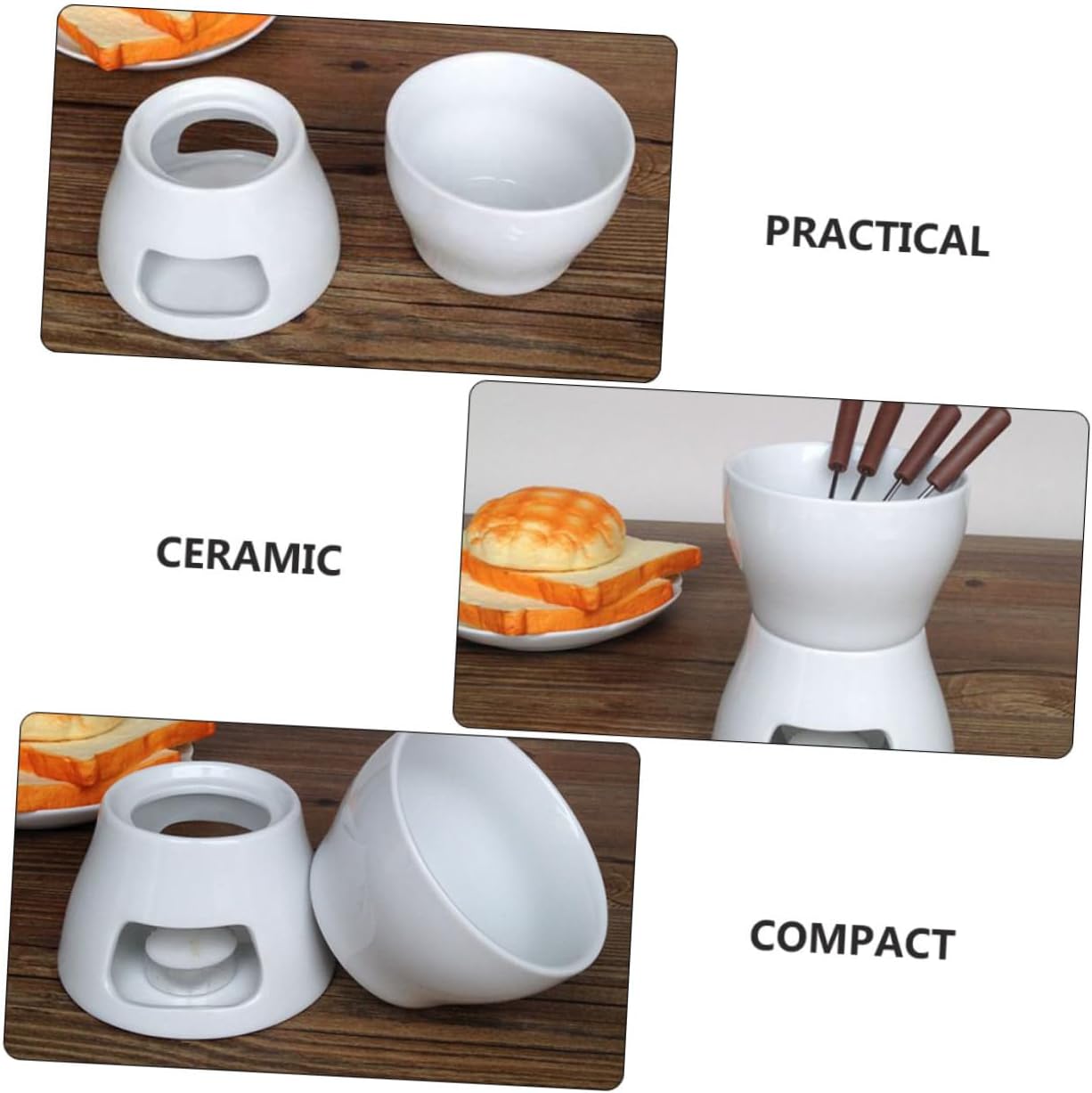 Ceramic Chocolate Melting Pot Mini Cheese Fondue Stove White Kitchen Gadget for DIY Candy Melting and Home Use