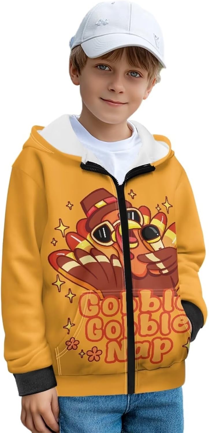Zip Up Hoodie for Boys Girls Fleece Hooded Sweatshirt with Pockets Childrens Long Sleeve Jacket Full-Zip Activewear