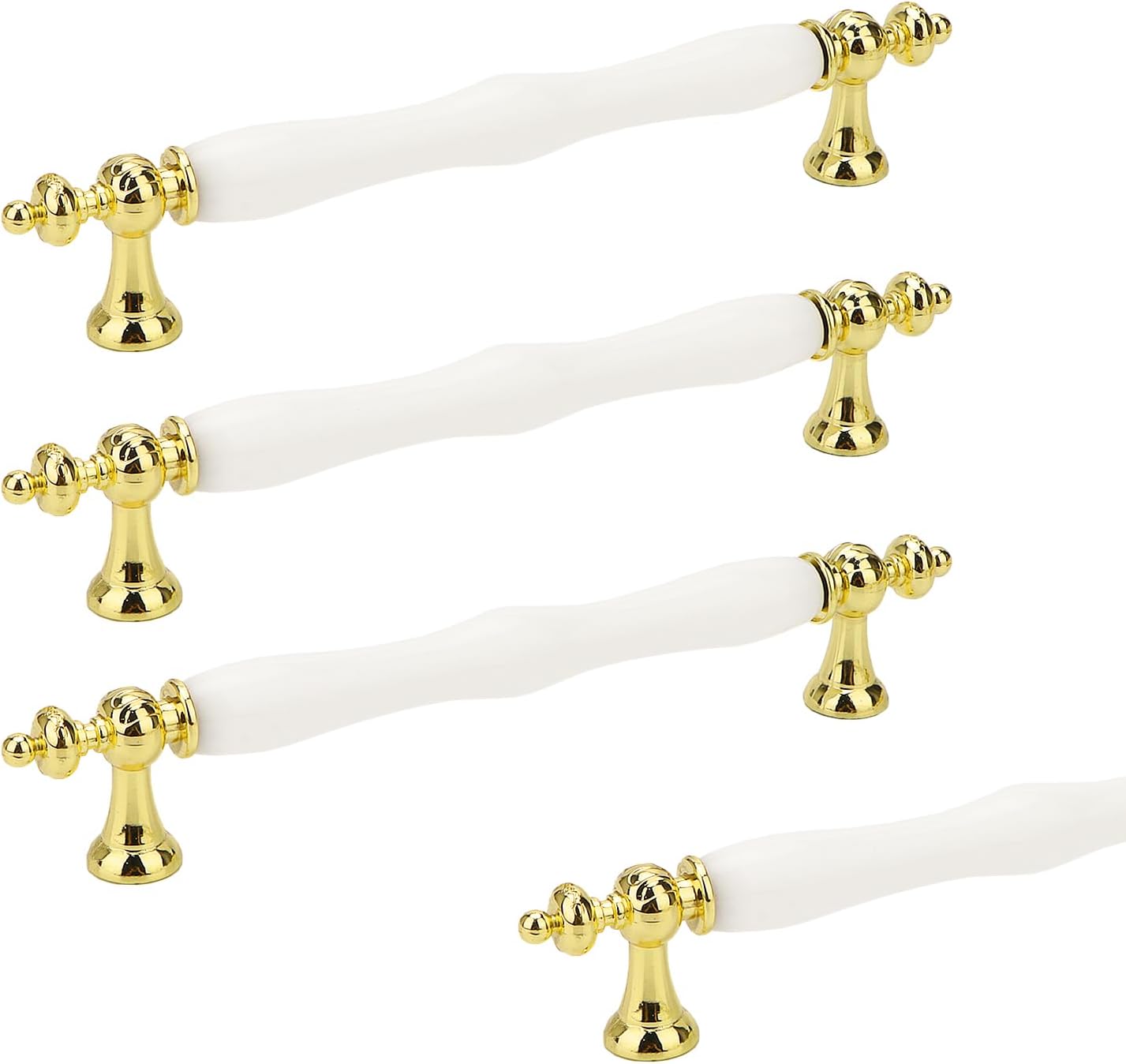 White Ceramic Knobs Vintage Furniture Drawer Knobs for Dresser Handle Kitchen Cabinets Cupboard Single Hole Pull Handles with Screws 4 Pcs (Single Hole)