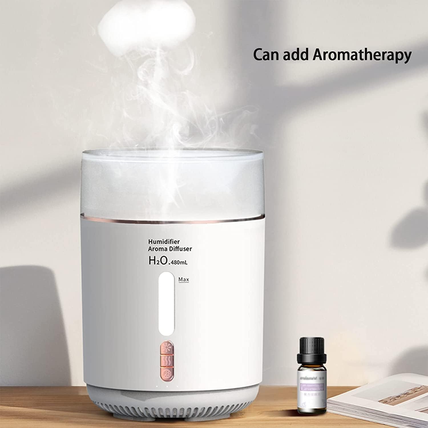 Portable Mini Humidifier 480ml Small Cool Mist Humidifier USB Personal Desktop Humidifier for Bedroom Office Home(Color:Default)