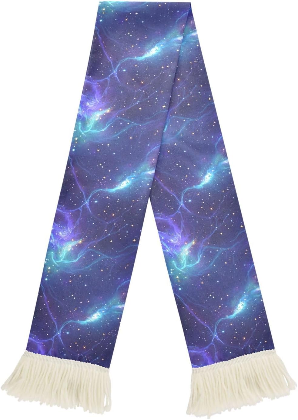 CHIFIGNO Galaxy Stars Purple Blue Versatile Soccer Fan Scarf, Wearable Towel for Games & Events, Soft Polyester Fabric with Fringe