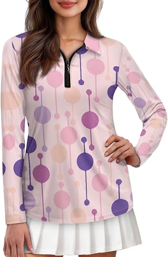 GIFTPUZZ Long Sleeve Gym Tops for Women Casual Shirt Workout Going Out Top Quarter Zip Pullover Active Shirts Golf Clothes
