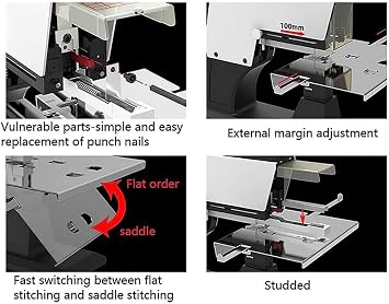 Electric Saddle Stapler, 106 Automatic Rapid Stapler Binder Machine - Office, Heavy Book Binding - Adjustable Thickness 100mm - 1-9 Levels Of Intensity Adjustable - 2-30 Sheets with Pedal