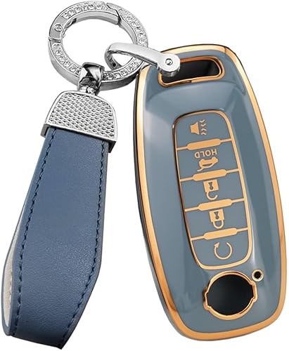 ontto Funda para llave de coche de 5 botones para Nissan Pathfinder Rogue 2023 2024 Funda para llavero con borde dorado TPU Smart Remote Key Holder disponible en Yaxa Costa Rica