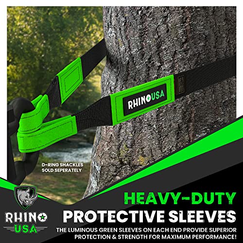 Rhino Usa Tree Saver Tow Strap (8' X 3") - Lab Tested 31,518Lb Break Strength - Heavy Duty Draw String Included - Triple Reinforced Loop Straps - Emergency Off Road Recovery Rope #TOP4
