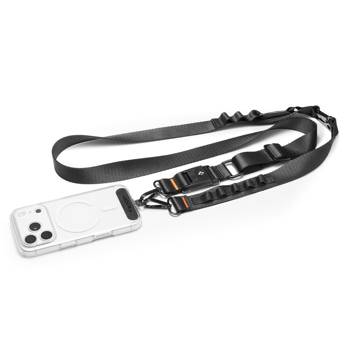 Spigen DA30M [Lanyard Magnetico 2-in-1 Staccabile] con Stile MOLLE – Compatibilità Universale, Tracolla e Cinturino da Polso Regolabili, Design Sicuro e Antifurto - Nero