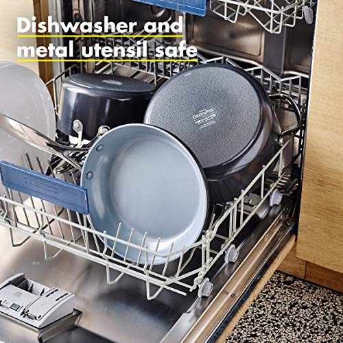 Greenpan Ceramic 8-Inch Nonstick Pots And Pans, Gray & Greenpan Ceramic 11-Inch Nonstick Grill Pan, Gray #TOP2