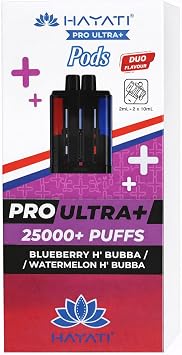 HAYATI Pro Ultra+ 25000 Pods   Blueberry H Bubba/Watermelon H Bubba Refillable Pod System Long Lasting & Easy Install NEXT DAY DELIVERY