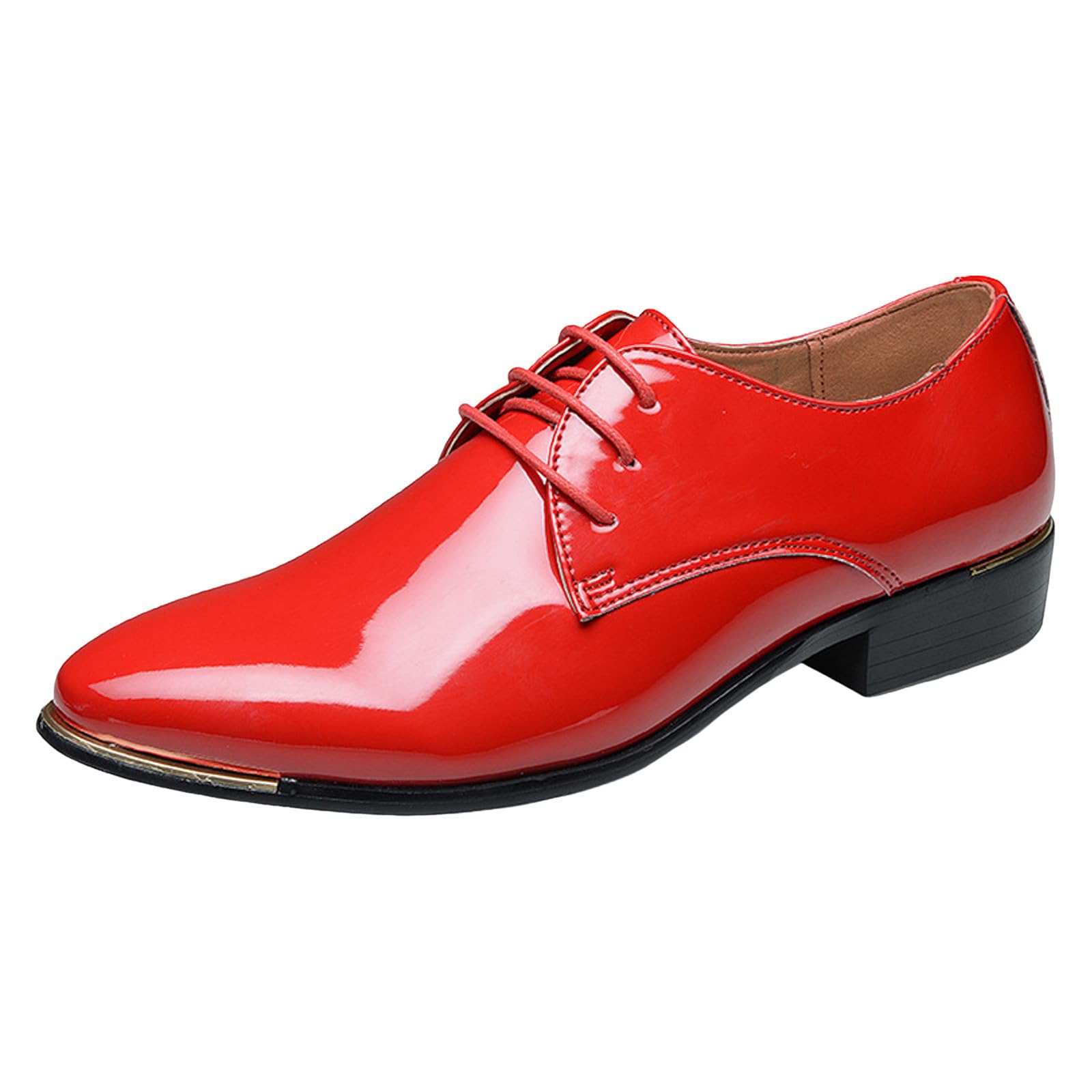 Chaussures respirantes en cuir bout pointu lacets patchwork homme - 8