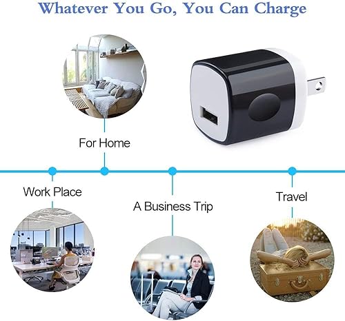 Miniatura 7 de HOOTEK - Cubo de carga de pared, 10 unidades, HOOTEK 1A5V, cargador USB de un solo puerto, enchufe de pared, bloque de carga rápida, adaptador de