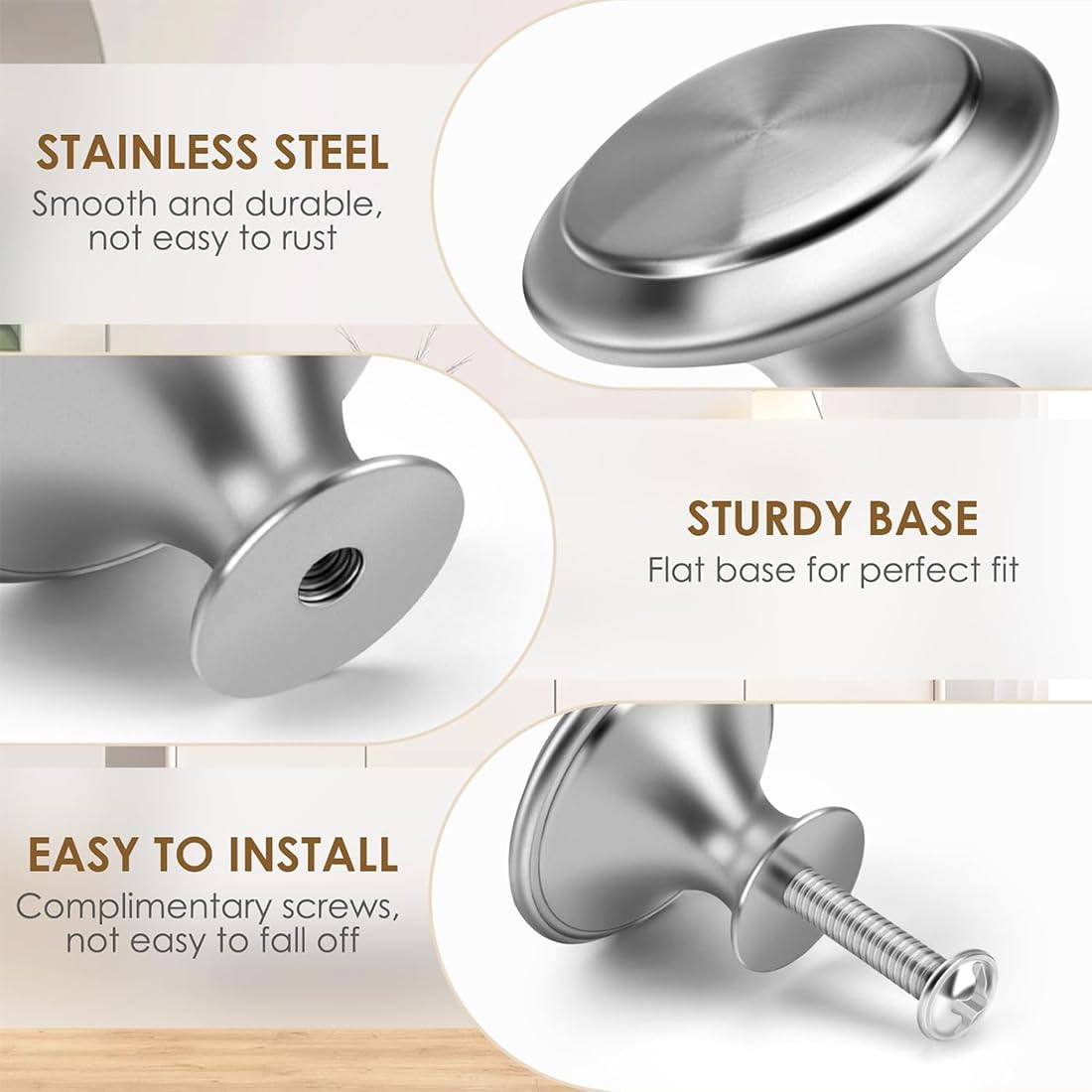 12 Pezzi Pomelli per Mobili Argento con Viti, 27mm Rotondo Pomelli Cassetti, Stile Maniglie Semplici Monoforo In Metallo per Porte per Finestre Cassetti Armadi Mobili da Cucina Guardaroba
