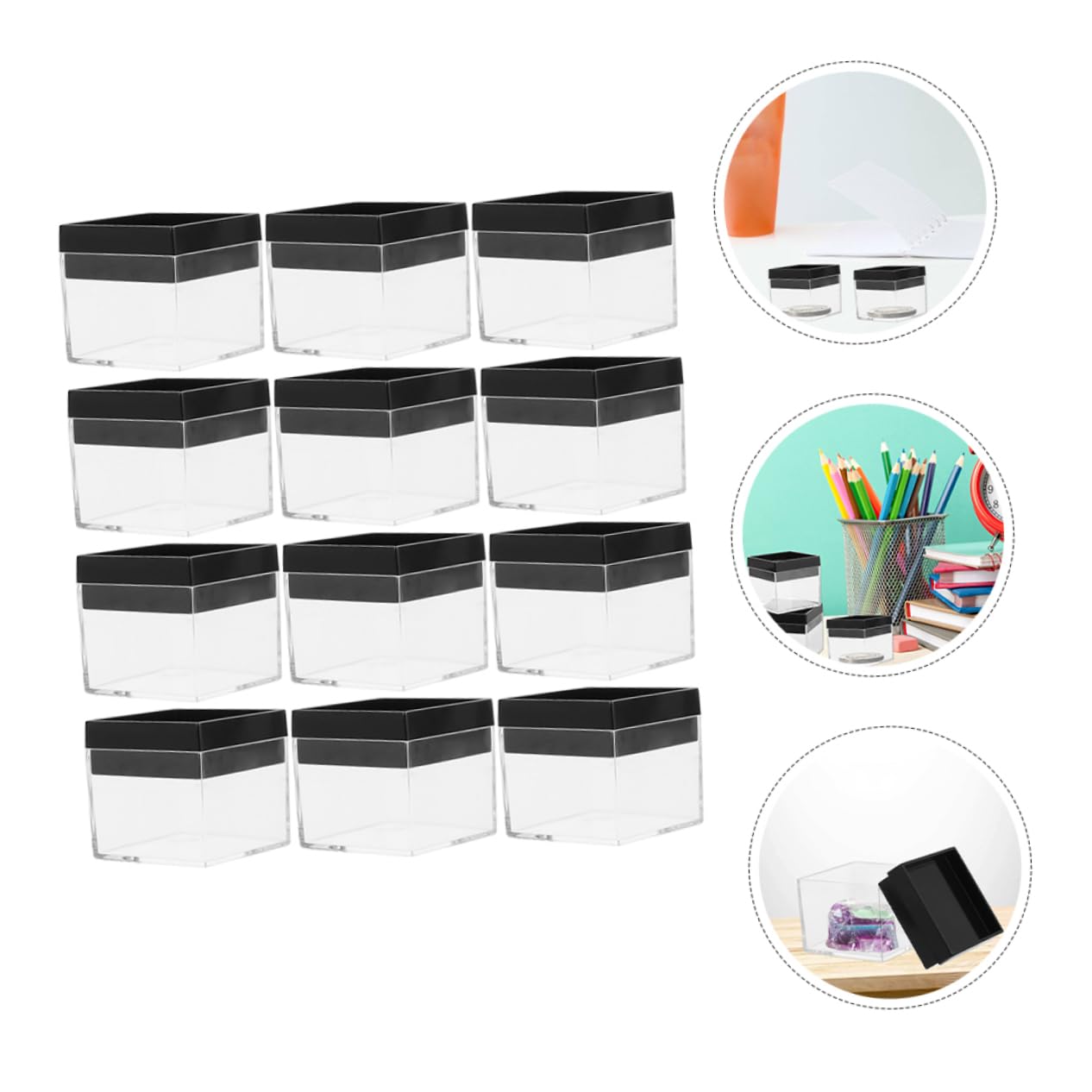 JEWEDECO 12pcs Boxes Mineral Storage Case Specimen Container Mineral Collection Case Mineral Specimen Display Case Mineral Display Case Transparent Display Case Clear Display Case