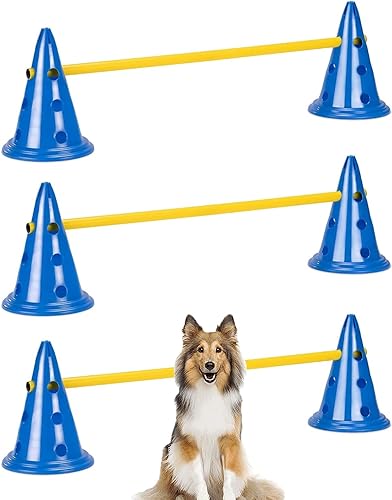 Juego de equipo de agilidad para perros, cono y poste para entrenamiento y saltos de ejercicio, curso de plástico para principiantes de agilidad