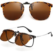 Clip-On Sunglasses for Men Women - Anti Glare Polarised Lenses, 100% UV Protection Universal Fit for Most Glasses