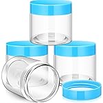 Patelai 4 Pieces Round Wide-mouth Leak Proof Plastic Container Jars with Lids for Travel Storage Makeup Beauty Products Face Creams Oils Salves Ointments DIY Making(8 Ounce,Blue)