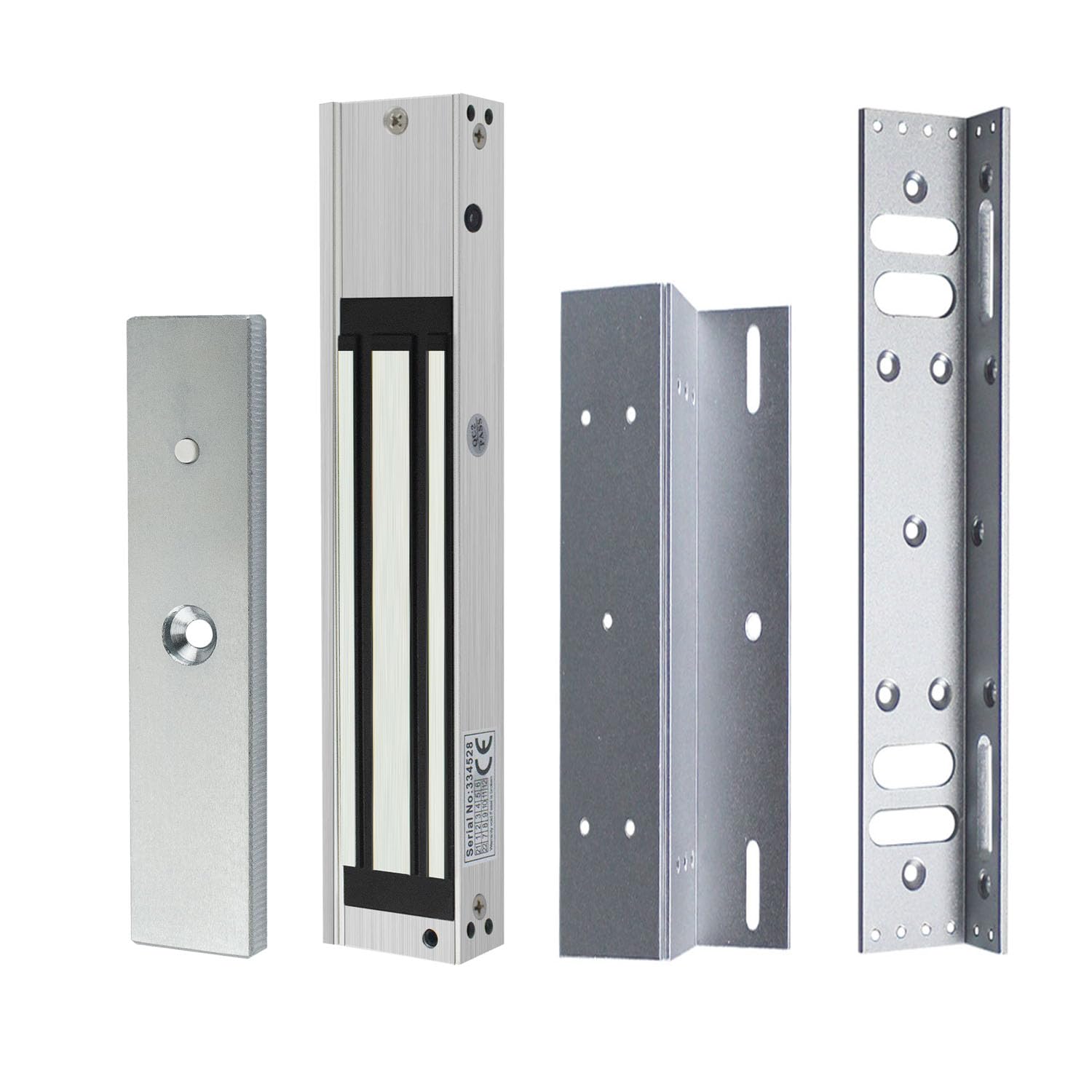 YAVIS Serrure Électromagnétique Étanche DC 12V, 280 KG/600LBs de force, Surface brossée, Modèle NC, Supports Z & L inclus, idéale pour systèmes de contrôle d'accès extérieurs et intérieurs