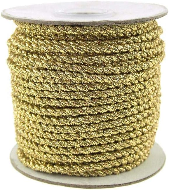 Firefly Imports 2-Ply Twist Cord Rope Roll with Gold Trim, 3mm/25-Yard, Gold