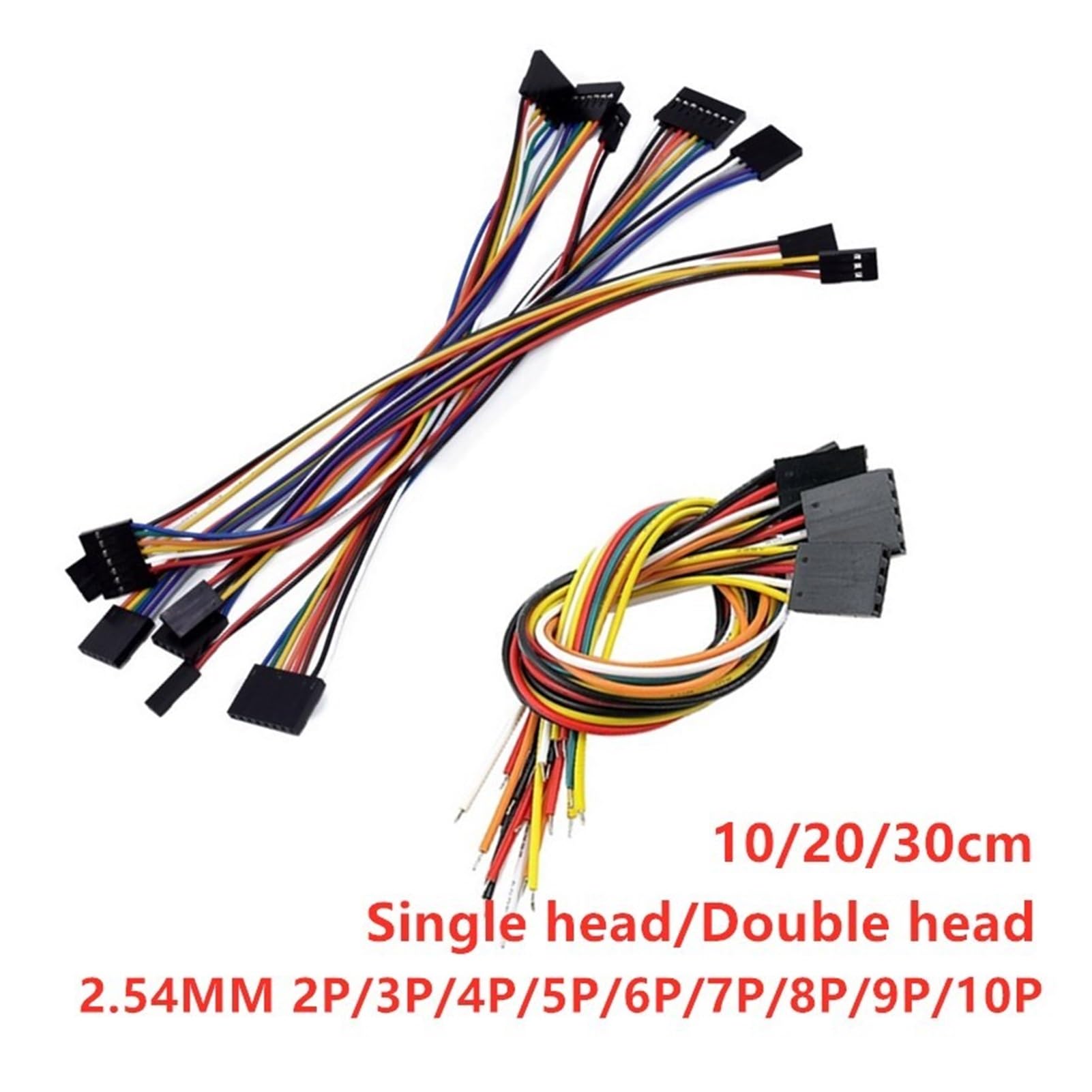 Cable de puente Dupont de 10 piezas, paso de 2,54 mm 2-10 pines 26 AWG