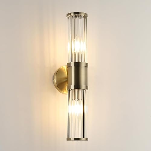 Glass Rods Wall Light Fixture Indoor Antique Bronze Bathroom Vanity Lights Fixtures Beside Mirror Lighting Lamps Up and Down Wall Mounted Light E12 Socket